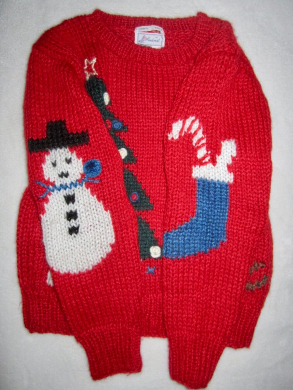 Vintage WINDCREST Hand Knit Snowman Sweater